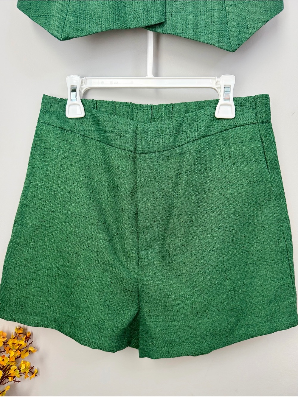 Commense Green Tweed Vest & Shorts Set - Picture 4 of 6